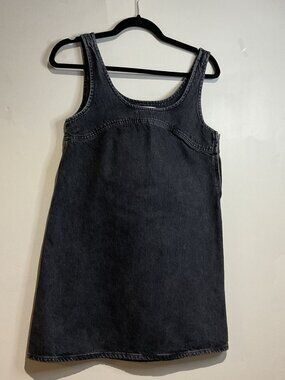 Frame Micro Flare Denim Mini shift Dress Size XS black cotton sleeveless